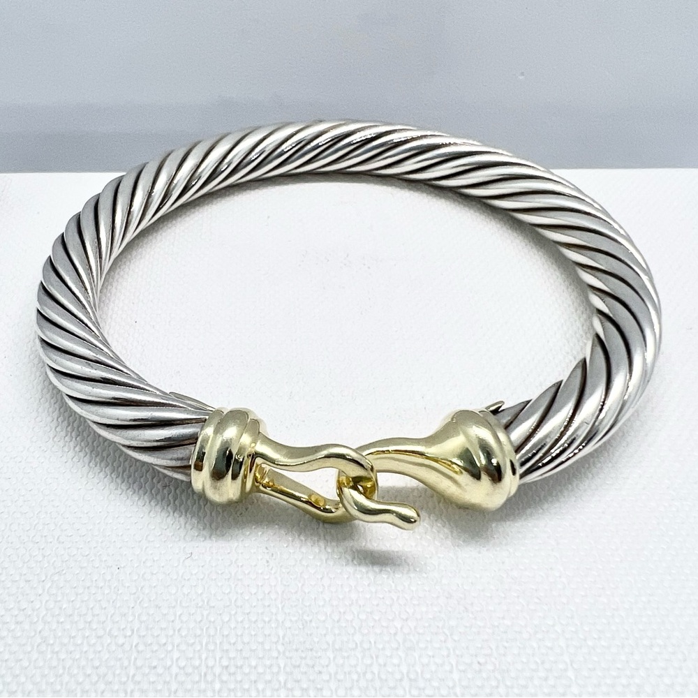 David Yurman 7mm Cable Gold Buckle Bracelet - Picture 2 of 16